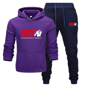 New Men's Hoodie Set Tracksuit Fashion GORILLA WEAR Sportswear