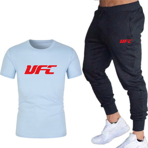 fashion new brand 2020 men's printing T-shirt + trousers sports suit