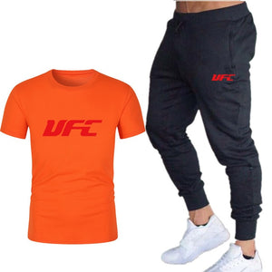 fashion new brand 2020 men's printing T-shirt + trousers sports suit