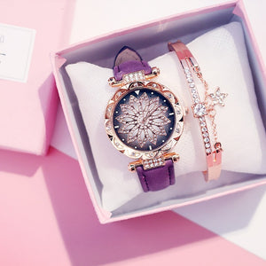 2019 Women Watches Set Starry Sky Ladies Bracelet Watch