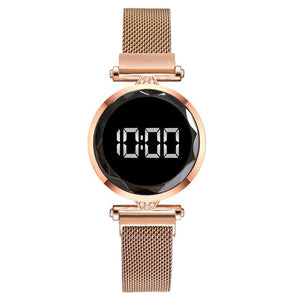 Luxury LED Women Magnetic Bracelet Watches Rose Gold Digital