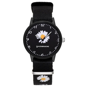 Fashion Daisy Flowers Nylon Band Watches For Women Casual