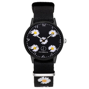 Fashion Daisy Flowers Nylon Band Watches For Women Casual