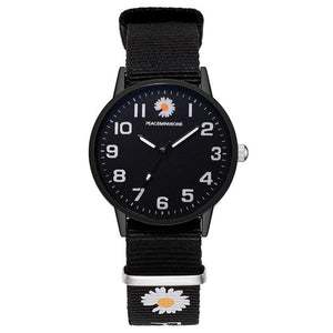 Fashion Daisy Flowers Nylon Band Watches For Women Casual