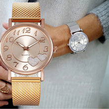 Load image into Gallery viewer, Fashion Women Quartz Watch Heart Pattern Mesh Belt Watch Lady
