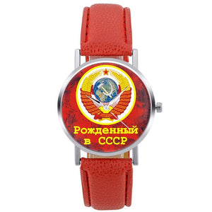 Classic USSR Soviet Badges Sickle Hammer Quartz Wristwatch